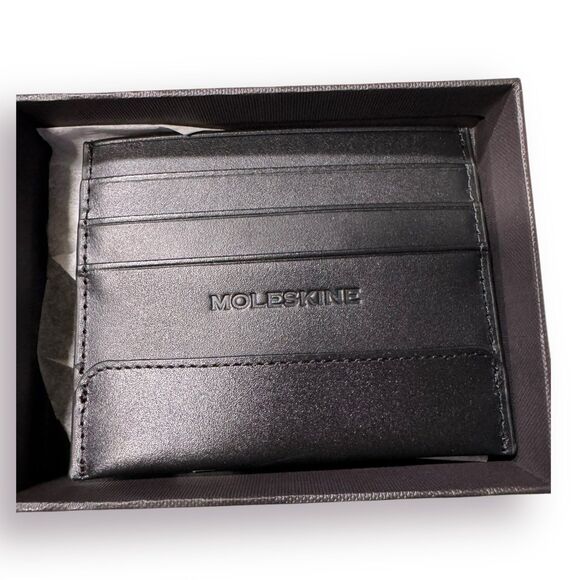 Moleskine Leather Card Holder Black‎ Wallet - Picture 1 of 6